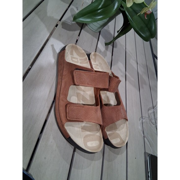 ECCO 2nd Cozmo Mens Sz EU 46 US 12-12.5 Brown 3 Band Ankle Open Toe Sandals SB6 main image 9